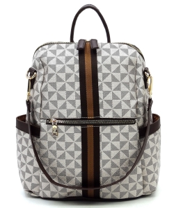 PM Monogram Striped Convertible Backpack PM2706 TAUPE